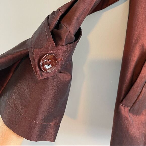 Samuel Dong Double Breasted Short Blazer || SZ M || Burgundy - Picture 12 of 14